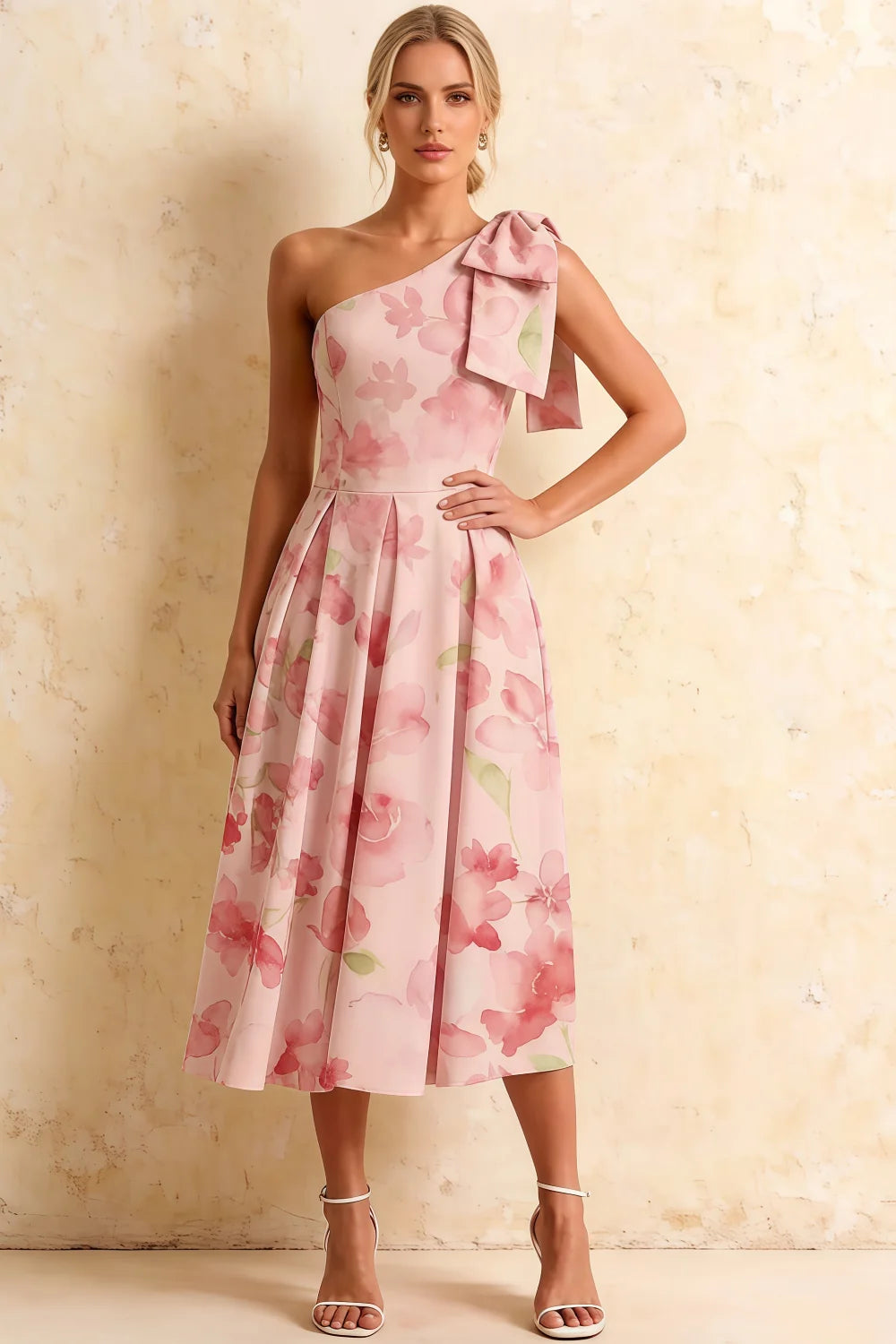 Giselle Vestido Midi Asimétrico Floral de New Look Petite Rosa Claro Imagen principal del producto