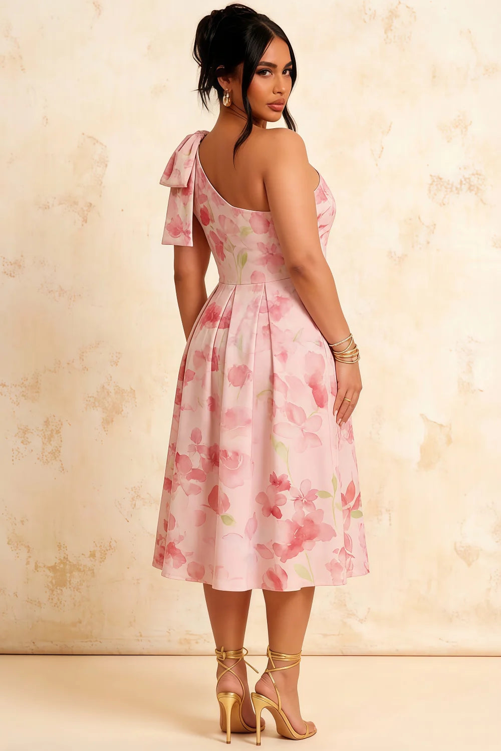 Giselle Light Pink New Look Petite Floral Asymmetric Midi Dress