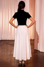 Gloria Black and White Modest Midi Dress