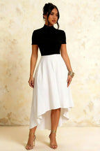 Gloria Black and White Modest Midi Dress