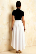 Gloria Black and White Modest Midi Dress
