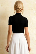 Gloria Black and White Modest Midi Dress