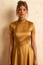 Gloria Butterscotch Midi Modest Dresses | Chic High Low