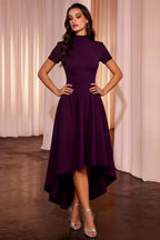 Gloria Grape Modest Midi Dresses with Sleeves