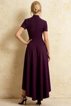 Gloria Grape Modest Midi Dresses with Sleeves