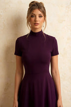 Gloria Grape Modest Midi Dresses with Sleeves