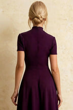 Gloria Grape Modest Midi Dresses with Sleeves