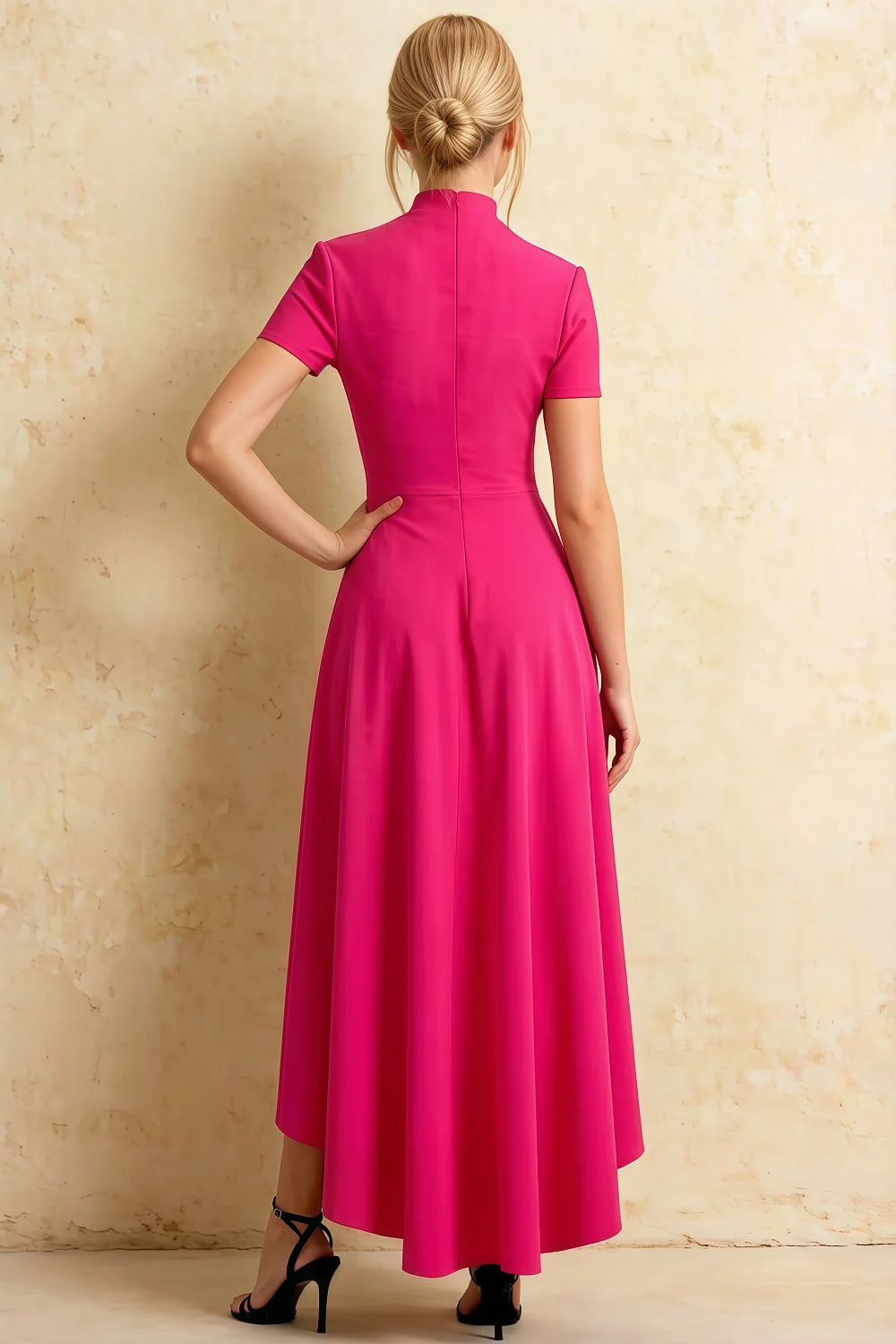Gloria Hot Pink Midi Modest Dresses | Elegant High-Low