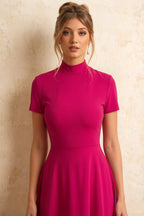 Gloria Hot Pink Midi Modest Dresses | Elegant High-Low