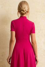 Gloria Hot Pink Midi Modest Dresses | Elegant High-Low