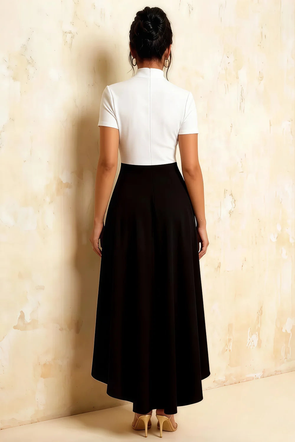 Gloria White and Black Modest Midi Summer Dresses | Chic High-Low