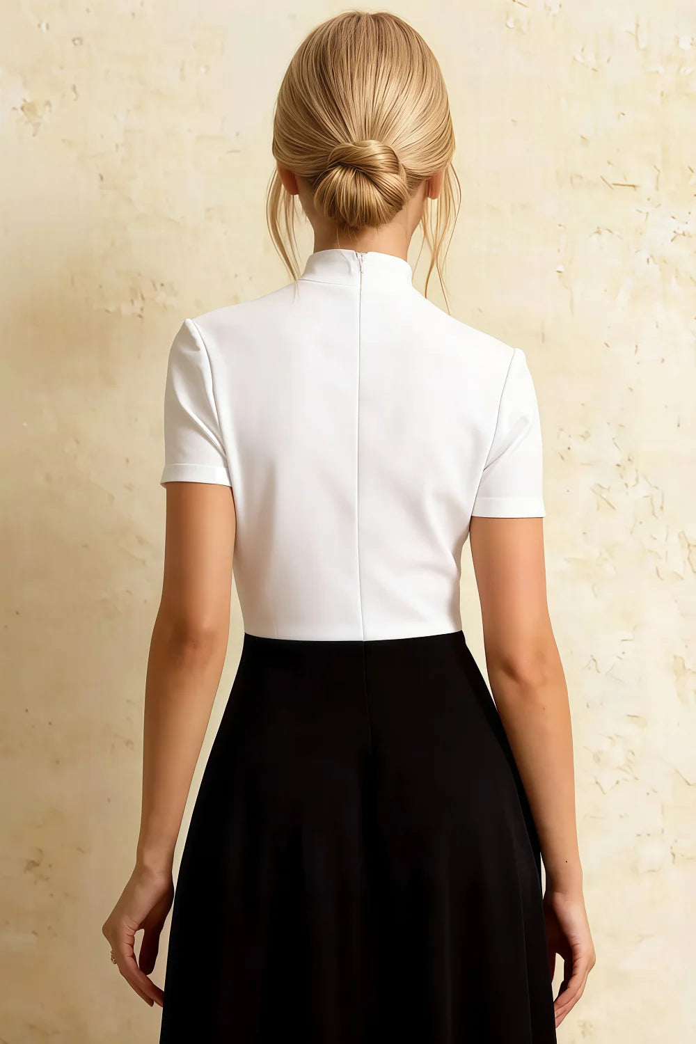 Gloria White and Black Modest Midi Summer Dresses | Chic High-Low