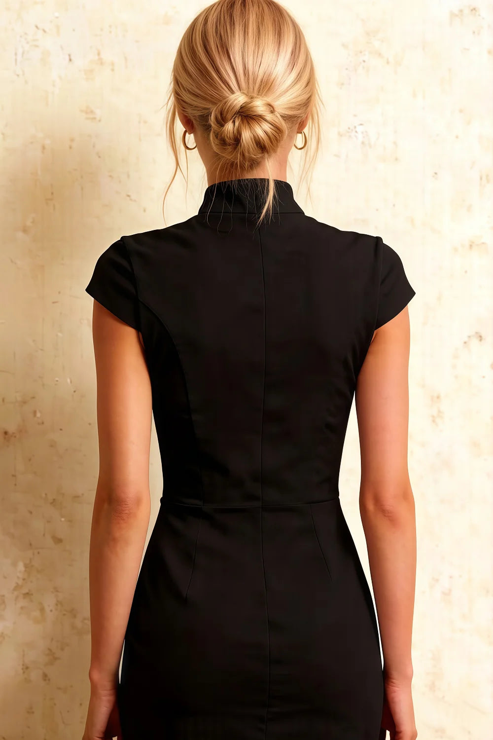 Grace Black Short Sleeve Midi Dress | Classy Cutout Midi