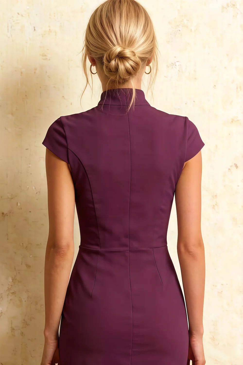 Grace Grape Midi Short Sleeve Wedding Guest Dress