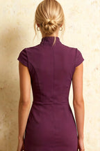 Grace Grape Midi Short Sleeve Wedding Guest Dress