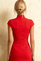 Grace Red Short Sleeve Midi Dresses | Chic Bodycon Event Outfit