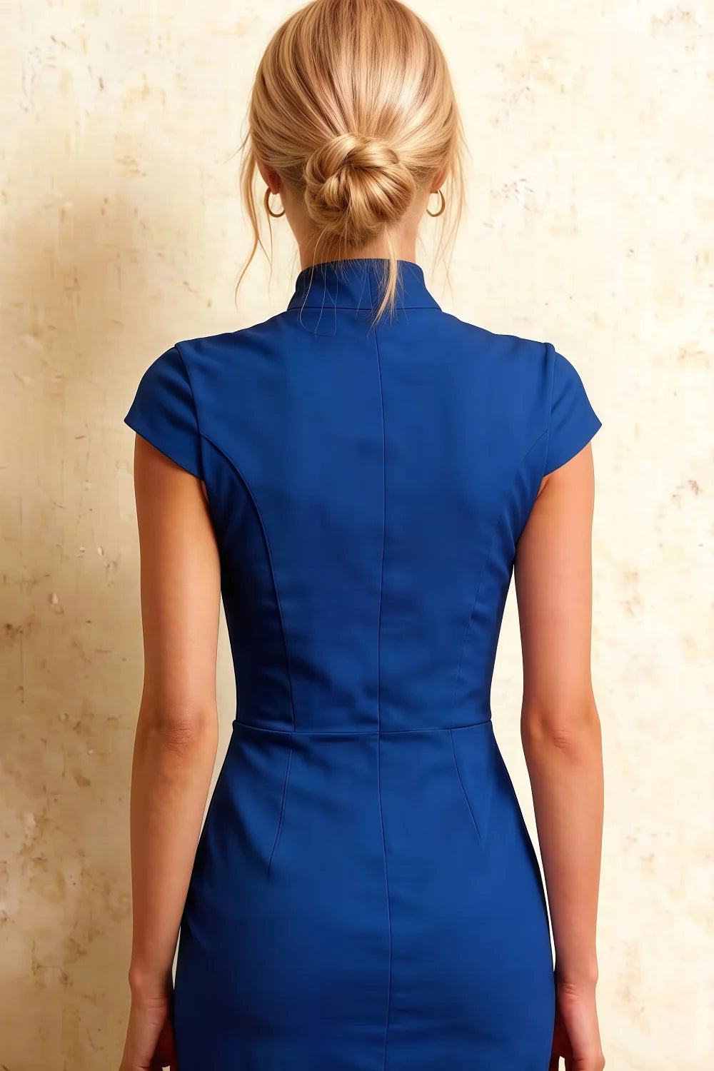 Grace Royal Blue Casual Short Sleeve Midi Dress
