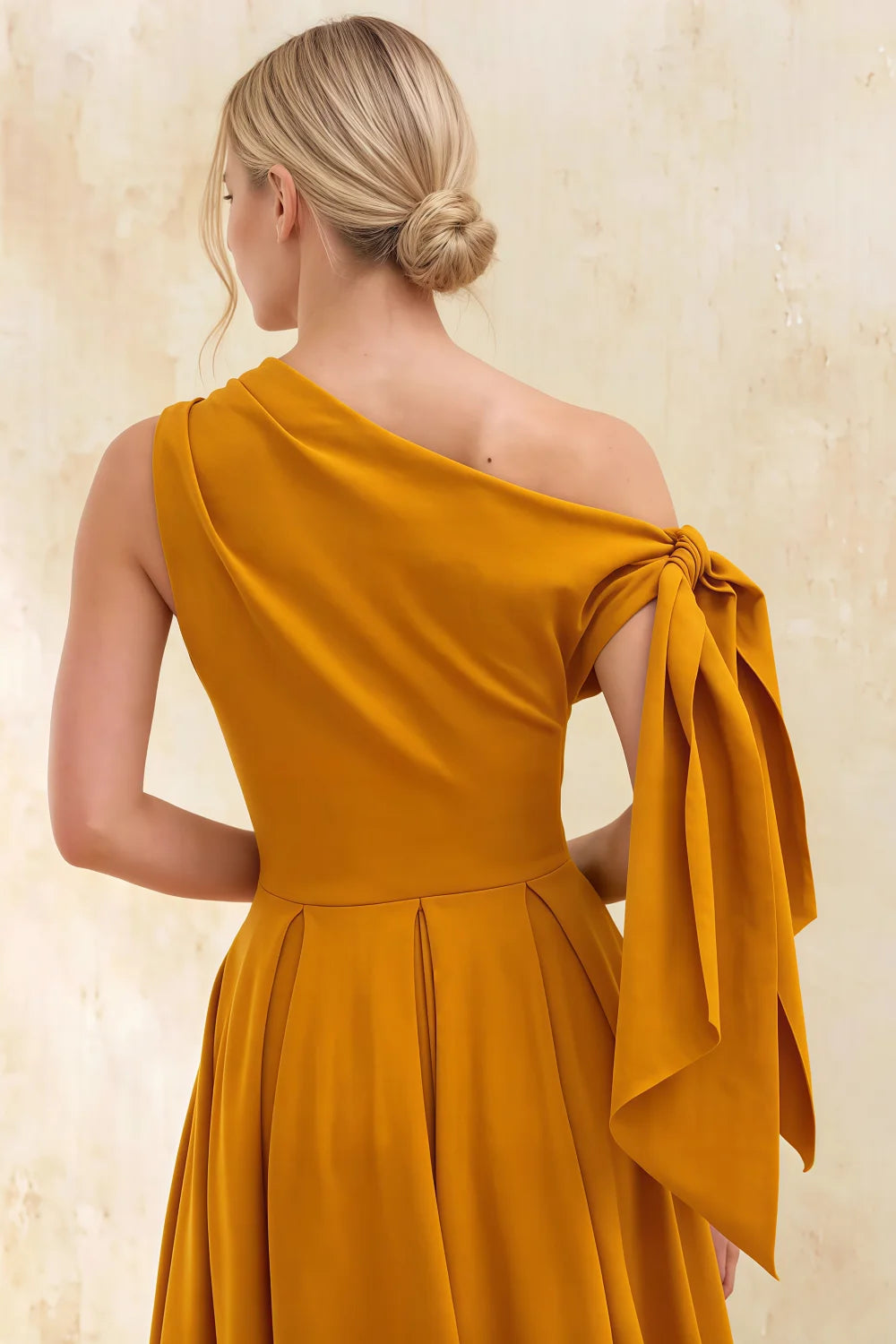 Gracie Gold One Shoulder Pleated Midi Dress
