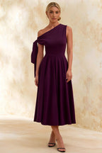 Gracie Grape Asos One Shoulder Midi Dress | Elegant Knot Detail
