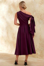 Gracie Grape Asos One Shoulder Midi Dress | Elegant Knot Detail