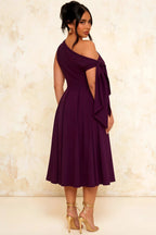 Gracie Grape Asos One Shoulder Midi Dress | Elegant Knot Detail
