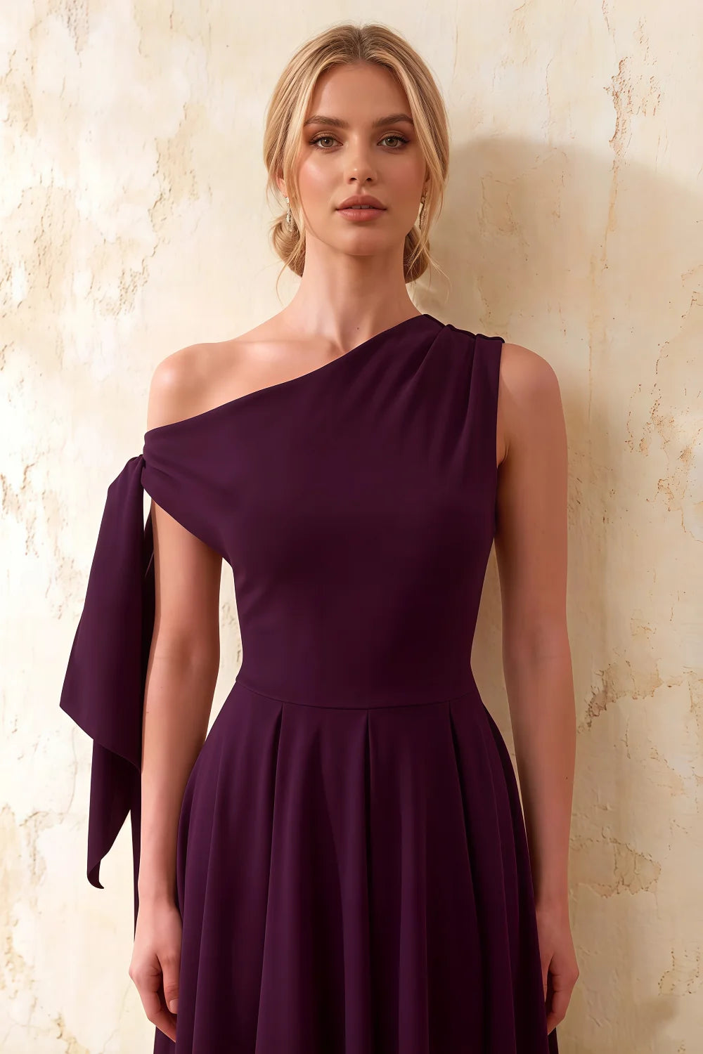 Gracie Grape Asos One Shoulder Midi Dress | Elegant Knot Detail