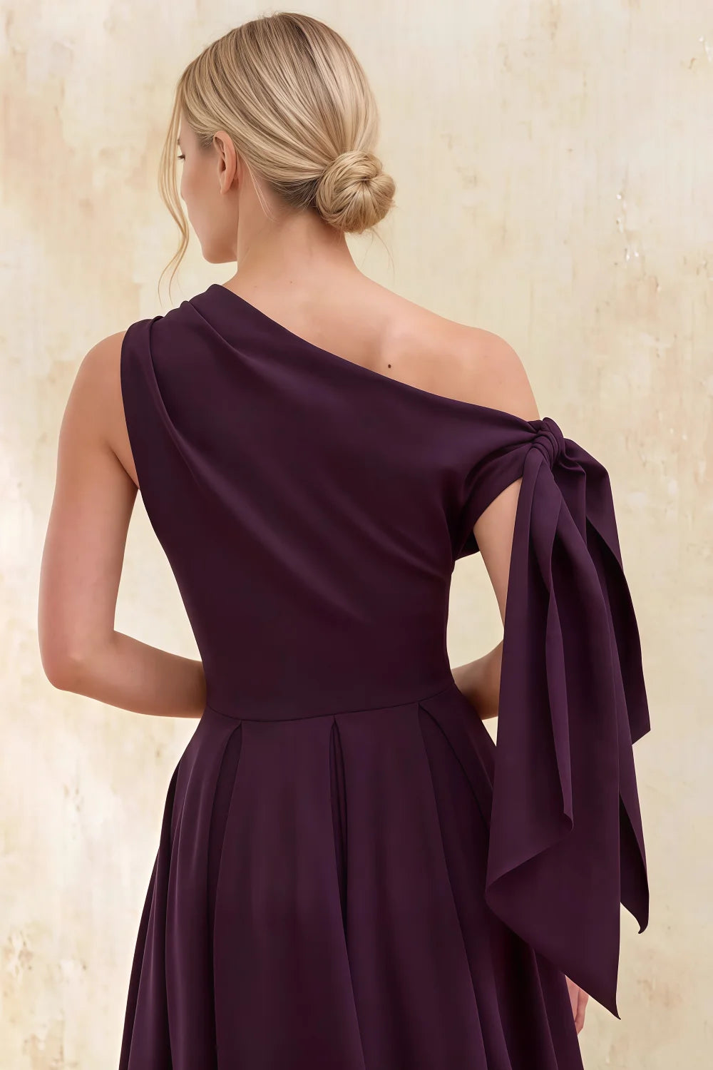 Gracie Grape Asos One Shoulder Midi Dress | Elegant Knot Detail
