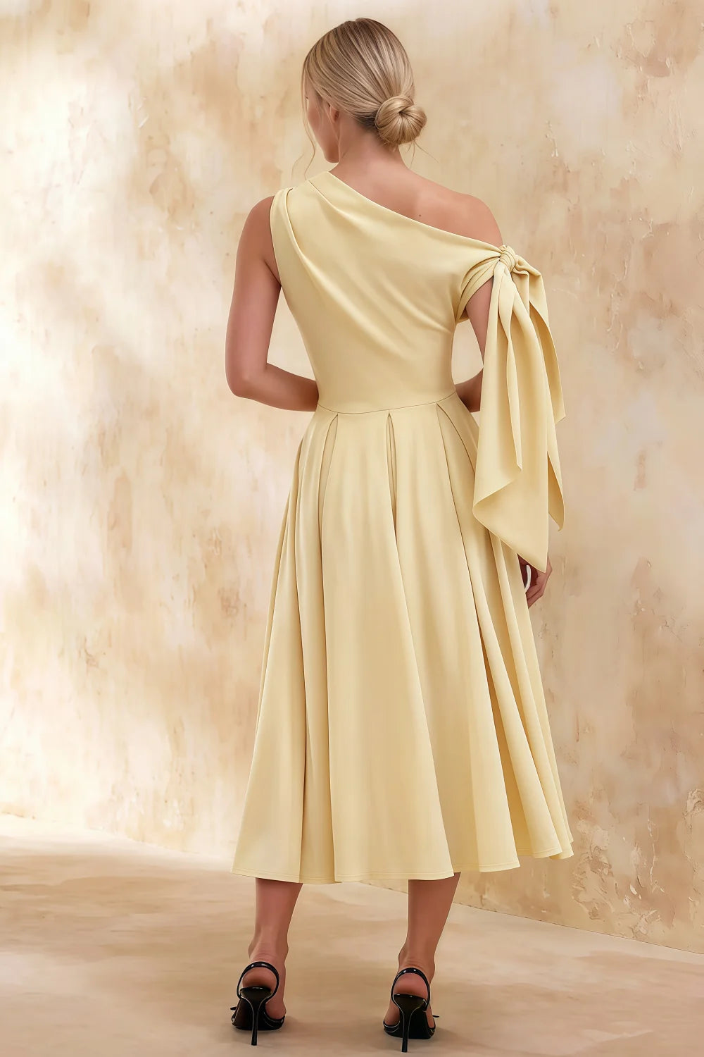 Gracie Lemon Cali One Shoulder Midi Dress