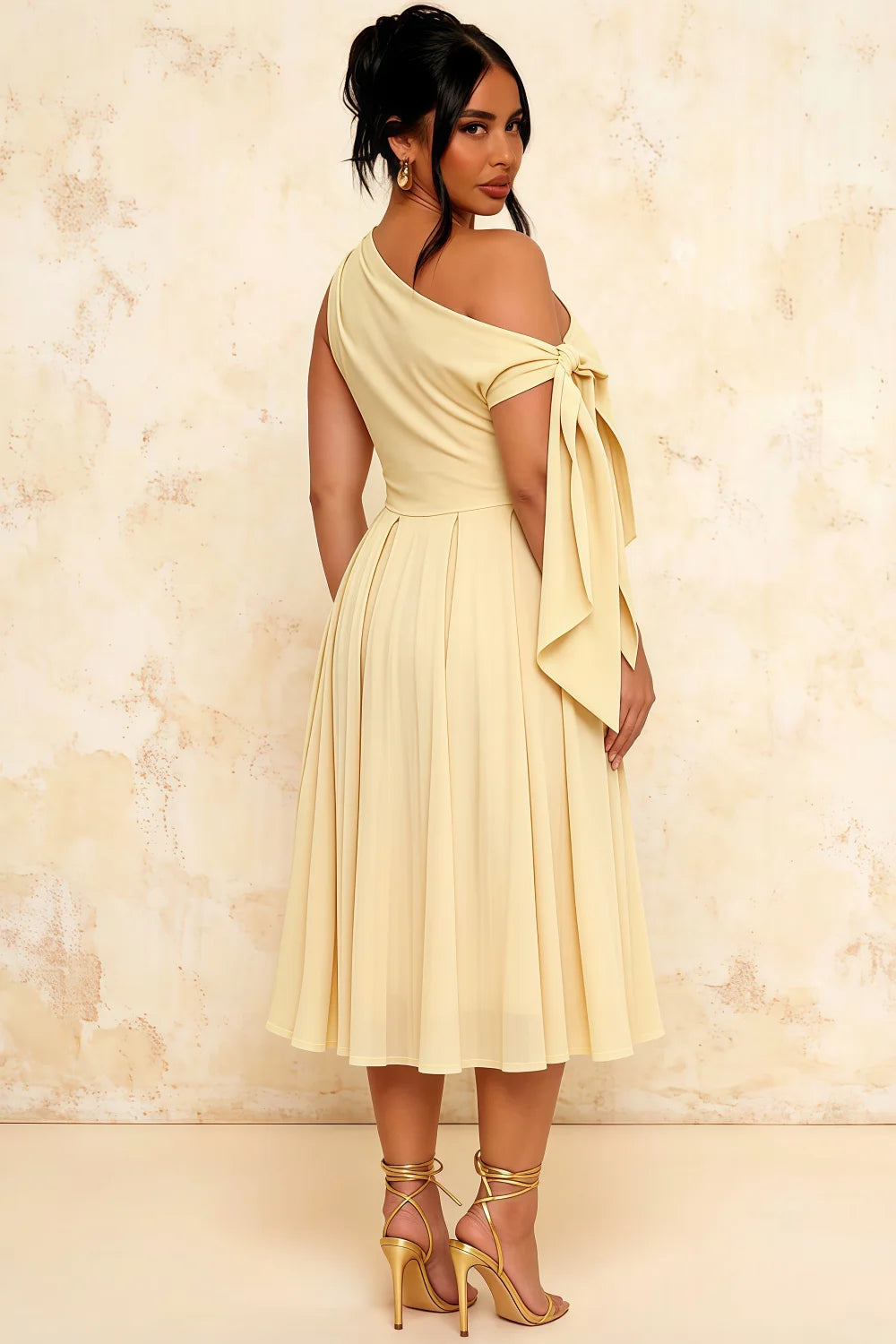 Gracie Lemon Cali One Shoulder Midi Dress