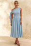 Gracie Powder Blue Kiki One Shoulder Midi Dress