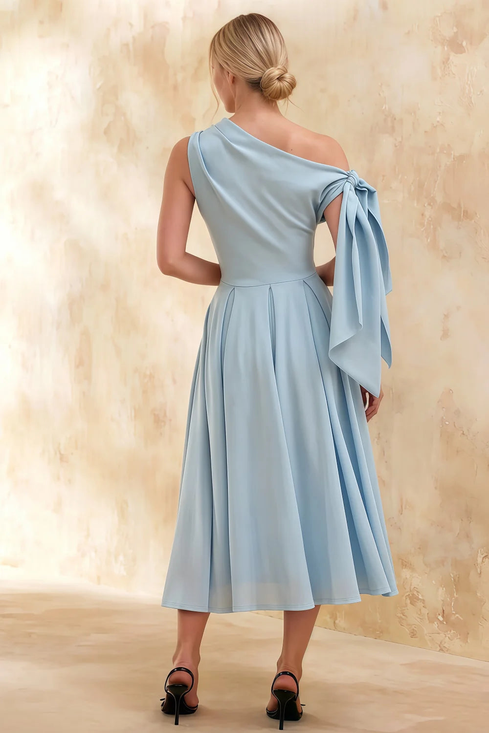 Gracie Powder Blue Kiki One Shoulder Midi Dress