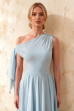 Gracie Powder Blue Kiki One Shoulder Midi Dress