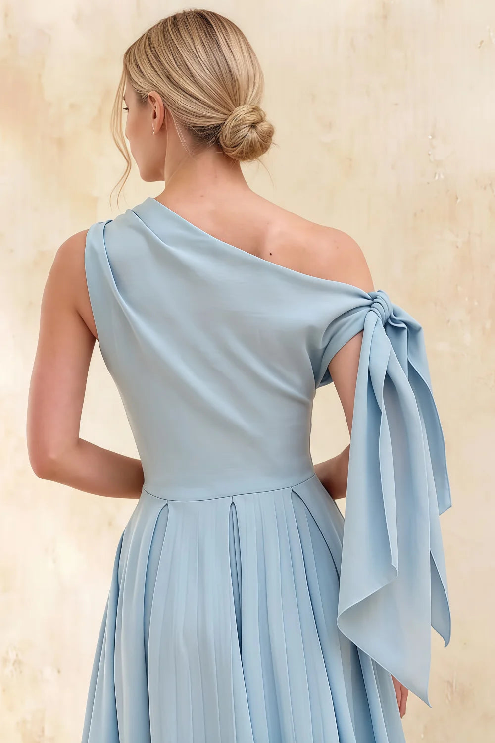 Gracie Powder Blue Kiki One Shoulder Midi Dress