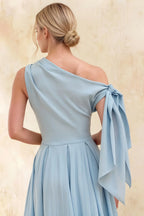 Gracie Powder Blue Kiki One Shoulder Midi Dress