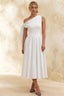 Gracie White One Shoulder Midi Dress for Graduation
