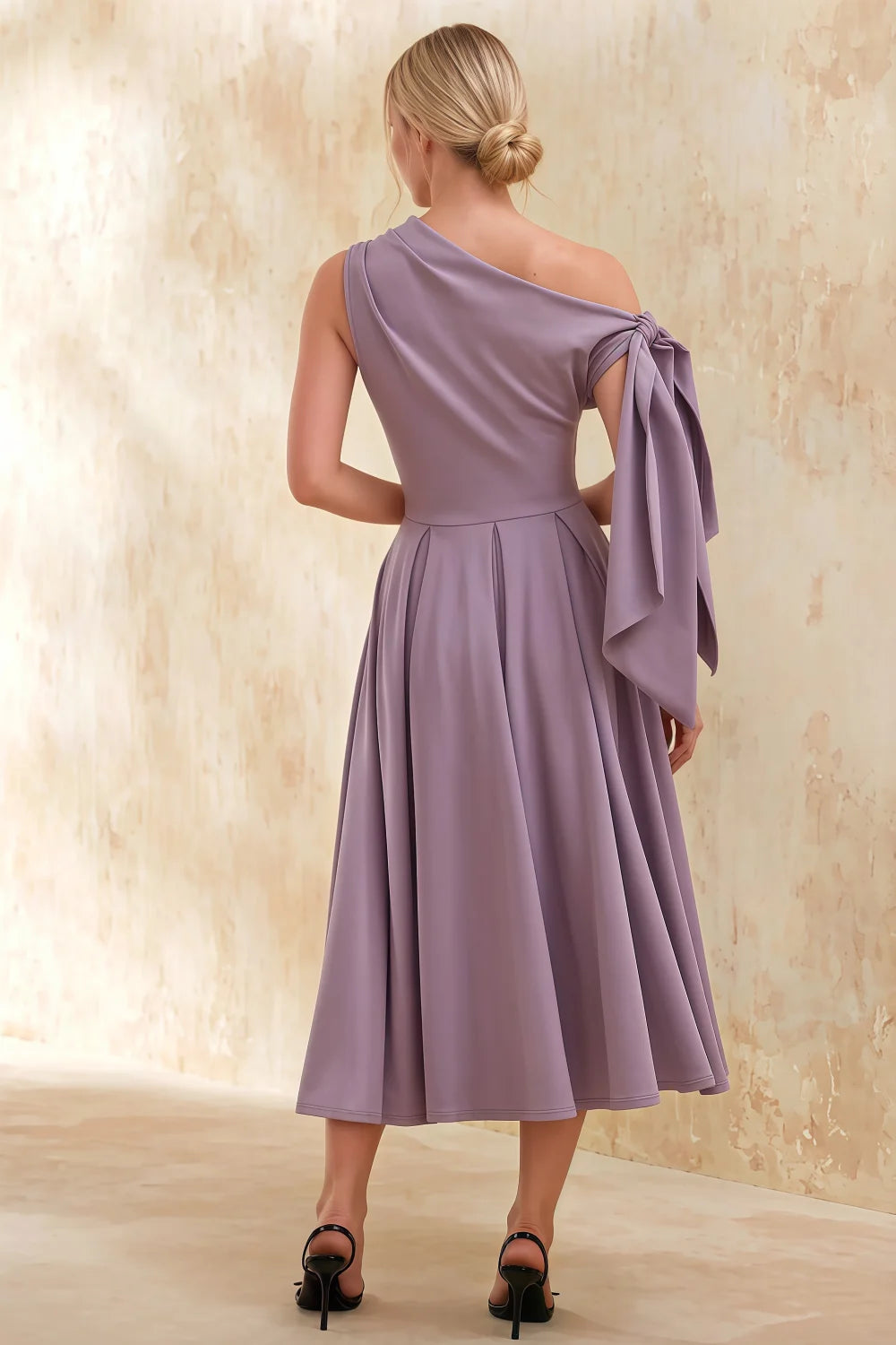 Gracie Wisteria Midi One Shoulder Cocktail Dress