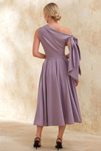 Gracie Wisteria Midi One Shoulder Cocktail Dress