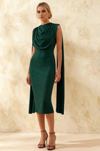 Gretchen Emerald Green Sleeveless High Neck Midi Dress