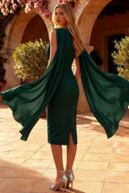 Gretchen Emerald Green Sleeveless High Neck Midi Dress