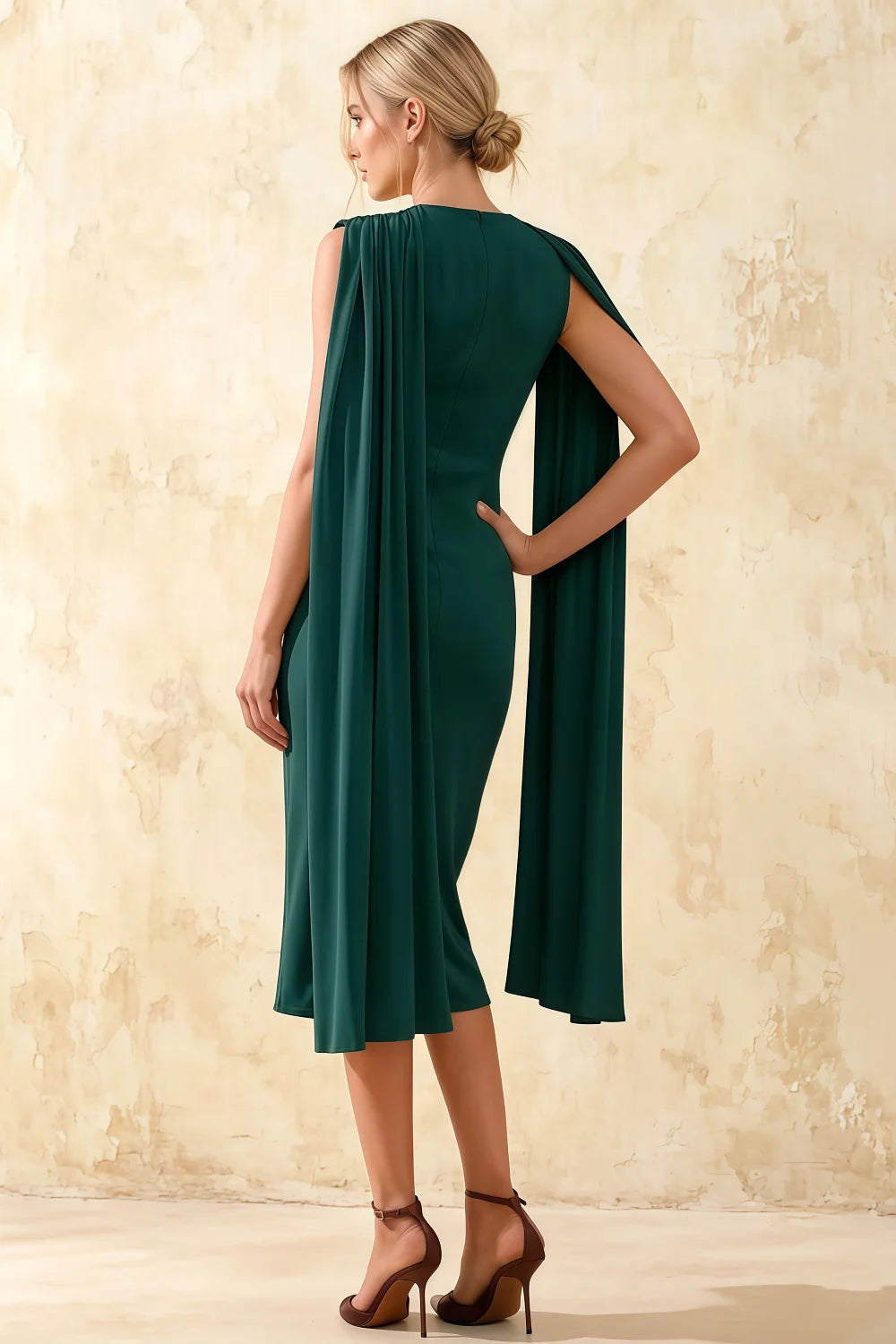 Gretchen Emerald Green Sleeveless High Neck Midi Dress
