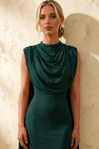 Gretchen Emerald Green Sleeveless High Neck Midi Dress