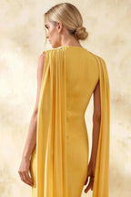 Gretchen Golden High Neck Midi Dress Wedding Guest