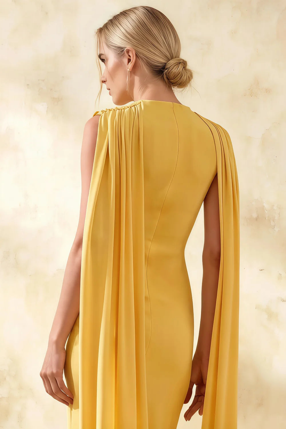 Gretchen Golden High Neck Midi Dress Wedding Guest