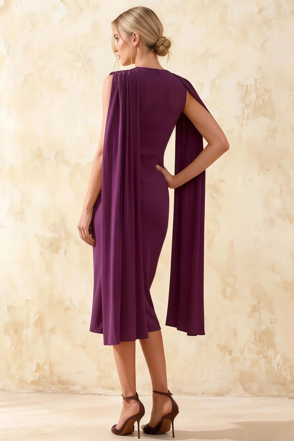 Gretchen Grape Shona Joy High Neck Midi Dress