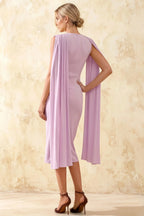 Gretchen Lilac Clemence High Neck Midi Dress with Cape