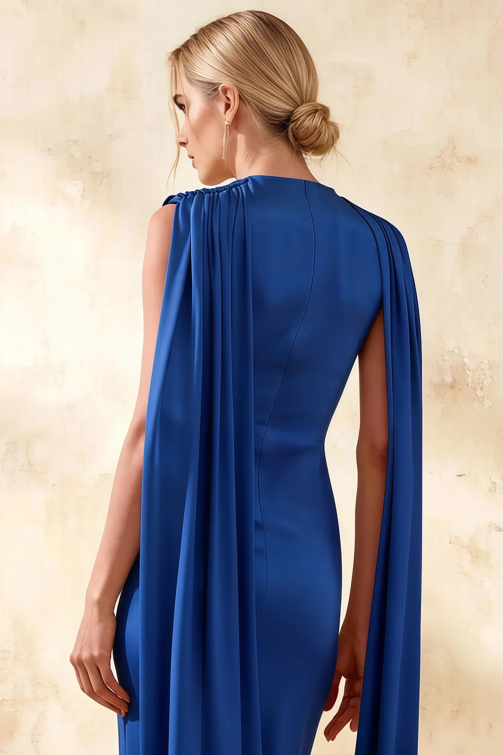 Gretchen Royal Blue High Neck Midi Dress Formal