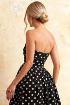 Gwen Black Polka Dot Tate Strapless Midi Dress