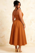 Gwen Bronze Strapless Midi Dress | Elegant Formal Midi Dress