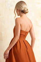 Gwen Bronze Strapless Midi Dress | Elegant Formal Midi Dress