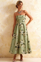 Gwen Green Floral Asos Strapless Midi Dress | Elegant Prom